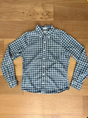 VTG Y2K Abercrombie Muscle Fit Plaid Button-Down Shirt Navy Blue White Men's Med